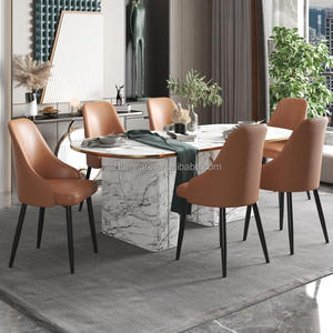 Chaises de salle à manger modernes nordiques dorées, en cuir et métal, pour intérieur, mobilier de maison de luxe, vente en gros pour restaurants et salles à manger - Product Image 6