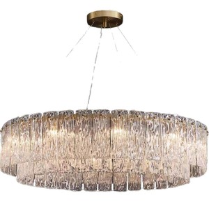 Lámpara de Araña de Cristal de Lujo, Redonda, Dorada, con Luz LED, para Sala de Estar, Comedor, Dormitorio, Lámpara Colgante de un Solo Cabezal, Irradiación de 5-10 m - Product Image 5