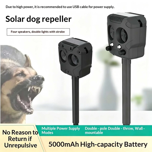 High-Power Continuous Ultrasonic Dog Repellent Device for Villas Garages & Homes Designed to Keep Stray Dogs and Wild Cats Away