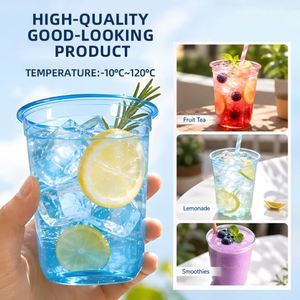 Gobelet à café jetable en plastique transparent de qualité alimentaire en forme de U coloré avec couvercle, logo personnalisé pour les fêtes d'anniversaire - Product Image 2