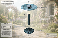 Fontaine de bain d'oiseaux Art Déco écologique à énergie solaire, sur piédestal en cuivre antique, résine résistante à la rouille, pour jardin extérieur