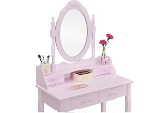 Cổ phiếu hạn chế màu hồng Gương Gỗ Đức trang điểm Vanity nhà mặc quần áo cô gái phòng ngủ Châu Âu tủ quần áo bảng cho trẻ em với phân - Product Image 4