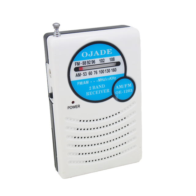 XIBOMAN Best-Selling Mini Pocket Radio Portable 2-Band World Receiver for AM/FM Silver Belt Clip Built-In Speaker 2 AA Battery