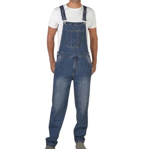 Unisex Wholesale Straight Stacked Vintage Distressed Fitness Jeans Casual Denim <b>Overalls</b> Solid Medium Cargo Work Pants for Men - Product Image 1