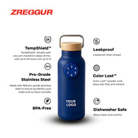 Bouteille d'eau isotherme ZREGGUR personnalisée 500 ml en acier inoxydable, anti-fuite, sans BPA, avec rappel d'hydratation et suivi thermique 12-24h