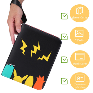 En stock, classeur personnalisé pour cartes TCG, classeur à anneaux à 4 poches, en cuir PU, 400 cartes, collection de cartes à collectionner Pok Mon - Product Image 4