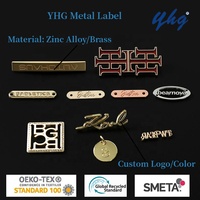 Plaque décorative personnalisée YHG en alliage de zinc et laiton, logo de marque gravé, étiquettes métalliques dorées pour vêtements et maillots de bain