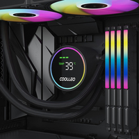 Refroidisseur d'Eau CPU COOLLEO 360 Noir avec Affichage Numérique, Radiateur de Refroidissement, Ventilateur 4 Broches pour Boîtier PC, Compatible LGA115X/1200/1700/1851 AMD