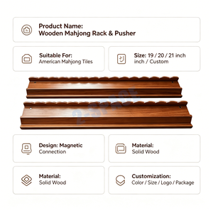 Support de Mahjong en <span class=keywords><strong>bois</strong></span> MALADA 20 pouces, en <span class=keywords><strong>bois</strong></span> naturel américain, avec poussoir - Product Image 6