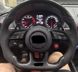 <span class=keywords><strong>Volante</strong></span> Deportivo de 4 Palancas con LED, en Cuero y Fibra de Carbono, Compatible con <span class=keywords><strong>Audi</strong></span> TT R8 <span class=keywords><strong>A4</strong></span> A5 <span class=keywords><strong>B8</strong></span> B9 S4 RS6 A6 C7 RS Q5, Estilo S-Line - Product Image 4