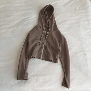 All'ingrosso <span class=keywords><strong>donna</strong></span> felpa <span class=keywords><strong>con</strong></span> <span class=keywords><strong>cappuccio</strong></span> ritagliata da <span class=keywords><strong>donna</strong></span> stampa personalizzata <span class=keywords><strong>con</strong></span> coulisse bianca semplice felpa <span class=keywords><strong>con</strong></span> <span class=keywords><strong>cappuccio</strong></span> - Product Image 2