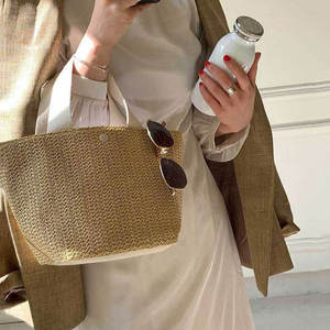 Bolsos de <span class=keywords><strong>Moda</strong></span> <span class=keywords><strong>2023</strong></span>, Estilo Casual, de Diseñadores de Marca, Bolsos de Paja y Ratán al por Mayor, con Cierre y Bordado, para Mujer, Portátiles - Product Image 5