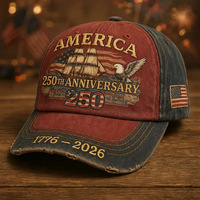 Nueva Gorra Conmemorativa del 250 Aniversario de EE. UU., Gorra de Béisbol Bordada con Visera para Exteriores
