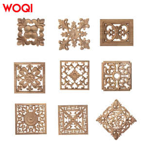 WOQI panneau floral sculpté en <span class=keywords><strong>bois</strong></span> massif Art décoration murale porte médaillon meubles faits à la main en <span class=keywords><strong>bois</strong></span> d'hévéa panneaux muraux carrés - Product Image 5