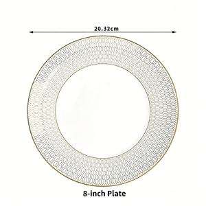 Plato de Cerámica de Porcelana Fina <span class=keywords><strong>con</strong></span> Incrustaciones Doradas, Plato Poco Profundo de Estilo Japonés, Diseño Minimalista, para Servir Filetes y Pasteles - Product Image 4