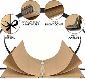 Agenda en papier kraft à spirale personnalisé en usine avec pages intérieures vierges pour scrapbooking DIY - Product Image 2