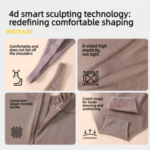 Body modellante intero senza cuciture con zip frontale invisibile, scollo a <span class=keywords><strong>V</strong></span> sexy, vestibilità slim, senza maniche, tipo canotta. - Product Image 4