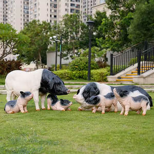 ガーデンレジン工芸品 ファイバーグラス製豚の置物 動物の装飾 かわいい等身大レジンガーデン豚の置物 - Product Image 4