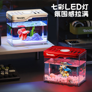 Aquarium de bureau rectangulaire en plastique transparent Toncen, réservoir d'écosystème pour bureau - Product Image 4