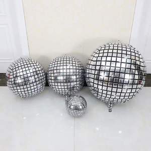 Fournitures <span class=keywords><strong>de</strong></span> fête <span class=keywords><strong>de</strong></span> danse Disco 80s décorations 4D métallisé or argent ballons Disco 22 pouces ballon en aluminium ballon miroir métallique - Product Image 3