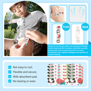 BLUENJOY, vendaje <span class=keywords><strong>de</strong></span> dedo impreso personalizado, Bandaid <span class=keywords><strong>de</strong></span> dibujos animados para niños, botiquines <span class=keywords><strong>de</strong></span> primeros auxilios no tejidos transpirables, yeso para heridas - Product Image 3