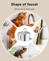 Fontaine à eau pour chat en acier inoxydable 304, 2,2 L, alimentée par courant alternatif, fontaine à boire automatique pour chats et petits chiens, ultra-silencieuse