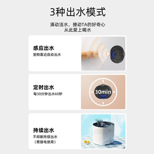 Fontaine à eau neutre pour chats FT888, rechargeable par type C, avec capteur intelligent et circulation automatique pour chats et chiens - Product Image 3