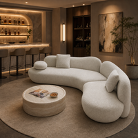 Canapé Boucle Courbé Moderne Minimaliste en Tissu Crème, Canapé Sectionnel pour Salon