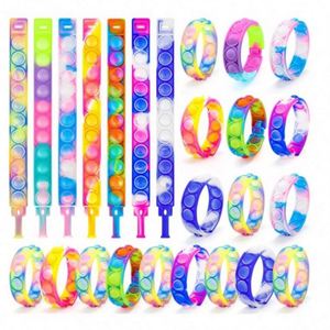 <b>Kids</b> Eco-Friendly PVC Foam PU Fidget Toy Push Pop <b>Bubble</b> Bracelet Multi-Color Silicone Customizable Stress Adjustable Unisex - Product Image 1