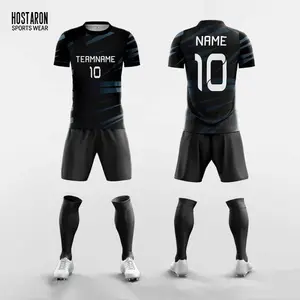 HOSTARON Jersey sepak bola poliester desain baru dewasa 100% kustom seragam sepak bola sejuk nomor nama cetak dengan saku