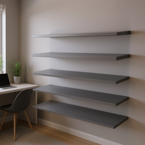 Étagères murales en bois d'ingénierie gris brillant 31,5x7,9x0,6 cm, ensemble de 4 pièces - Product Image 2