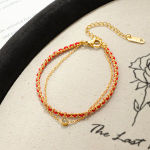 Wholesale Fine <b>Bracelets</b> & Bangles Slider 316l Stainless Steel 14k 18k Pvd Gold Plated Hand Chain <b>Red</b> String <b>Bracelet</b> for Women - Product Image 5