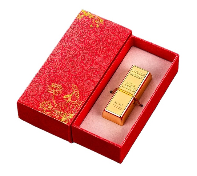 New Year /festival/anniversary Giveaway Gift Gold bar Usb Flash Drive With Gift Box and Laser logo 8gb/16gb/32gb Bank Gift Usb