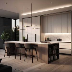 أثاث مطبخ فيرمونهوز، مجموعات خزائن مطبخ من الخشب الصلب، خزائن MDF مطلية باللاكيه جاهزة للتجميع بأسلوب عصري - Product Image 4