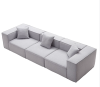 Ensemble de canapé modulable en flanelle personnalisable, canapé convertible pour salon, mousse haute densité, compressible, pliable, carré
