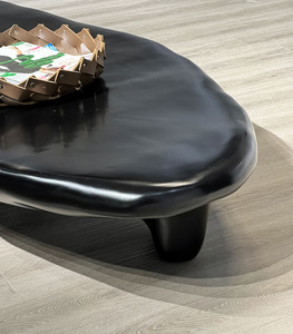 <span class=keywords><strong>Mesa</strong></span> de Centro Ovalada Creativa Minimalista Italiana de Tablero de <span class=keywords><strong>Alta</strong></span> Densidad con Diseño de Adoquín, <span class=keywords><strong>Mesa</strong></span> de Té Pequeña para Sala de Estar Minimalista <span class=keywords><strong>Negra</strong></span> - Product Image 3