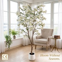 Arbre artificiel d'olivier de 150 cm, fleurs en soie PE blanches, tronc torsadé réaliste, pot en céramique, personnalisable OEM, pour intérieur/extérieur, maison, hôtel
