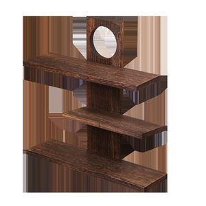 En stock: Estante de escritorio de madera maciza, estante de exhibición antiguo, estante de almacenamiento de tres niveles para tazas de té y juegos de té de madera maciza, estilo retro chino. - Product Image 5