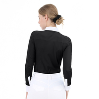 T-shirt d'équitation RTS pour femme, en maille respirante, avec fermeture éclair, manches longues, extensible dans quatre directions
