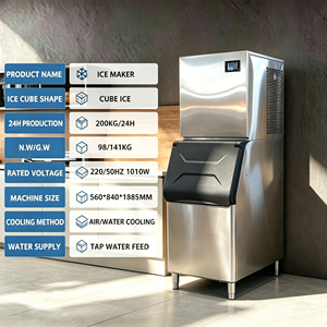 200KG/24H Energy Saving Commercial Cube Ice Maker, <b>Split</b> Stainless Steel <b>Machine</b> With Air & Water Cooling Ice Cube Making Machin - Product Image 2
