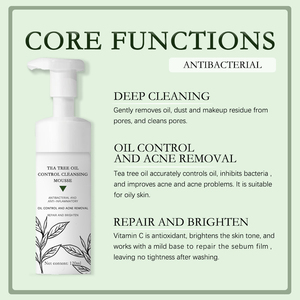 Mousse Detergente Biologica all'Olio di Tea Tree per il Controllo del Sebo - Pulizia Profonda, Antibatterica e Rimozione dell'Acne, Schiarente alla Vitamina C, 120ml - Product Image 5