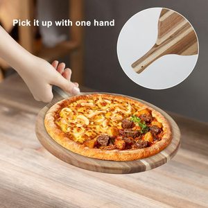 Tabla <span class=keywords><strong>de</strong></span> Pizza Redonda Grande <span class=keywords><strong>de</strong></span> <span class=keywords><strong>Madera</strong></span> <span class=keywords><strong>de</strong></span> Acacia al por Mayor con Asa, Bandeja <span class=keywords><strong>de</strong></span> Servicio <span class=keywords><strong>de</strong></span> <span class=keywords><strong>Madera</strong></span> para Pizza, Tablas <span class=keywords><strong>de</strong></span> Charcutería con Logotipo - Product Image 4