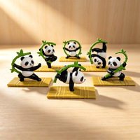 Anime Resin Figuurtjes Set Martial Arts Panda Figuren Zen Tuin Bureaudecoratie Chinese Stijl Kerst Healing