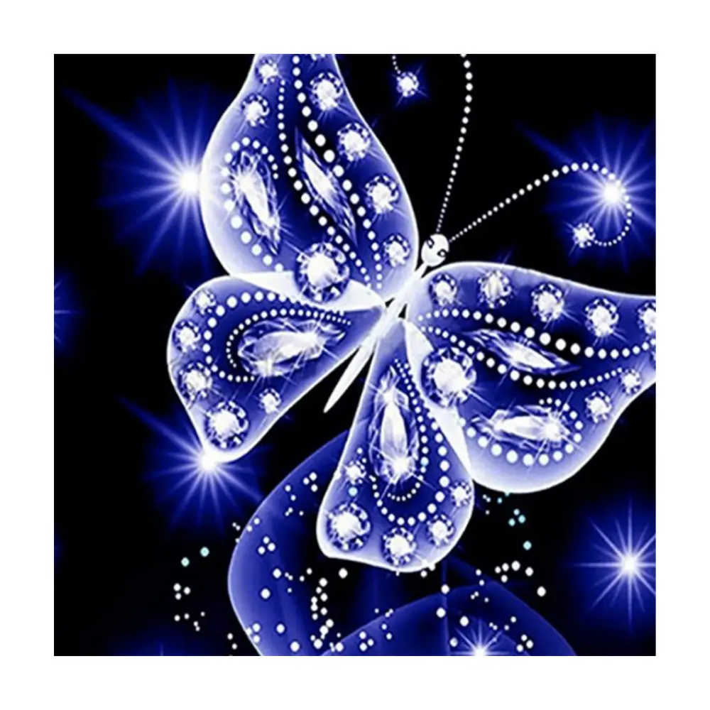 A buon mercato lanugine corte stampa su tela gemma pittura diamante 5D di farfalle per appendere la porta