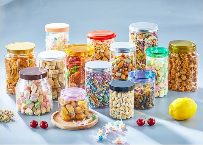 In Stock Wholesale PET Clear Plastic Jar Wide Mouth Bottle for Candy Food Scented Tea Pop Jar for Sugar and Jelly