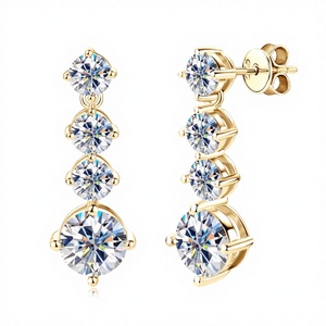 Pendientes de Plata de Ley 925 con Moissanita VVS, Chapados en Rodio, Diseño Geométrico, Estilo Clásico para Mujer, Alta Calidad, Stock Local en EE. UU. - Product Image 3