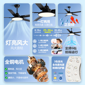 Smart Inverter <b>Ceiling</b> <b>Fan</b> Light With Led 50000 Hours 15-30 Sqm For Living Room And Dining Room Nordic Style - Product Image 1