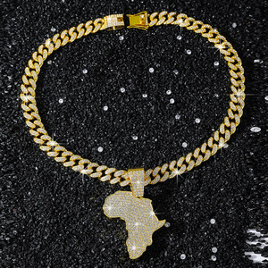 Collar con colgante <span class=keywords><strong>de</strong></span> <span class=keywords><strong>mapa</strong></span> <span class=keywords><strong>de</strong></span> África con incrustaciones <span class=keywords><strong>de</strong></span> diamantes <span class=keywords><strong>de</strong></span> imitación, chapado en oro <span class=keywords><strong>de</strong></span> aleación, cadena cubana, estilo Hip Hop, joyería con encanto <span class=keywords><strong>de</strong></span> herencia africana y estilo urbano - Product Image 6