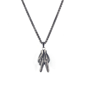 Nuovo arrivo personalità titanio acciaio <span class=keywords><strong>Rock</strong></span> si mani collana gesto vittoria oro placcato argento collana per gli uomini - Product Image 3