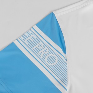Men's Short Sleeve Polo Shirt White Blue Color Blocked Knitted Polyester Breathable Casual Sportswear with Logo on Left Sleeve - Product Image 5